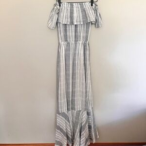 Express Of the Shoulder Blue & White Stripe Dress - Size XS